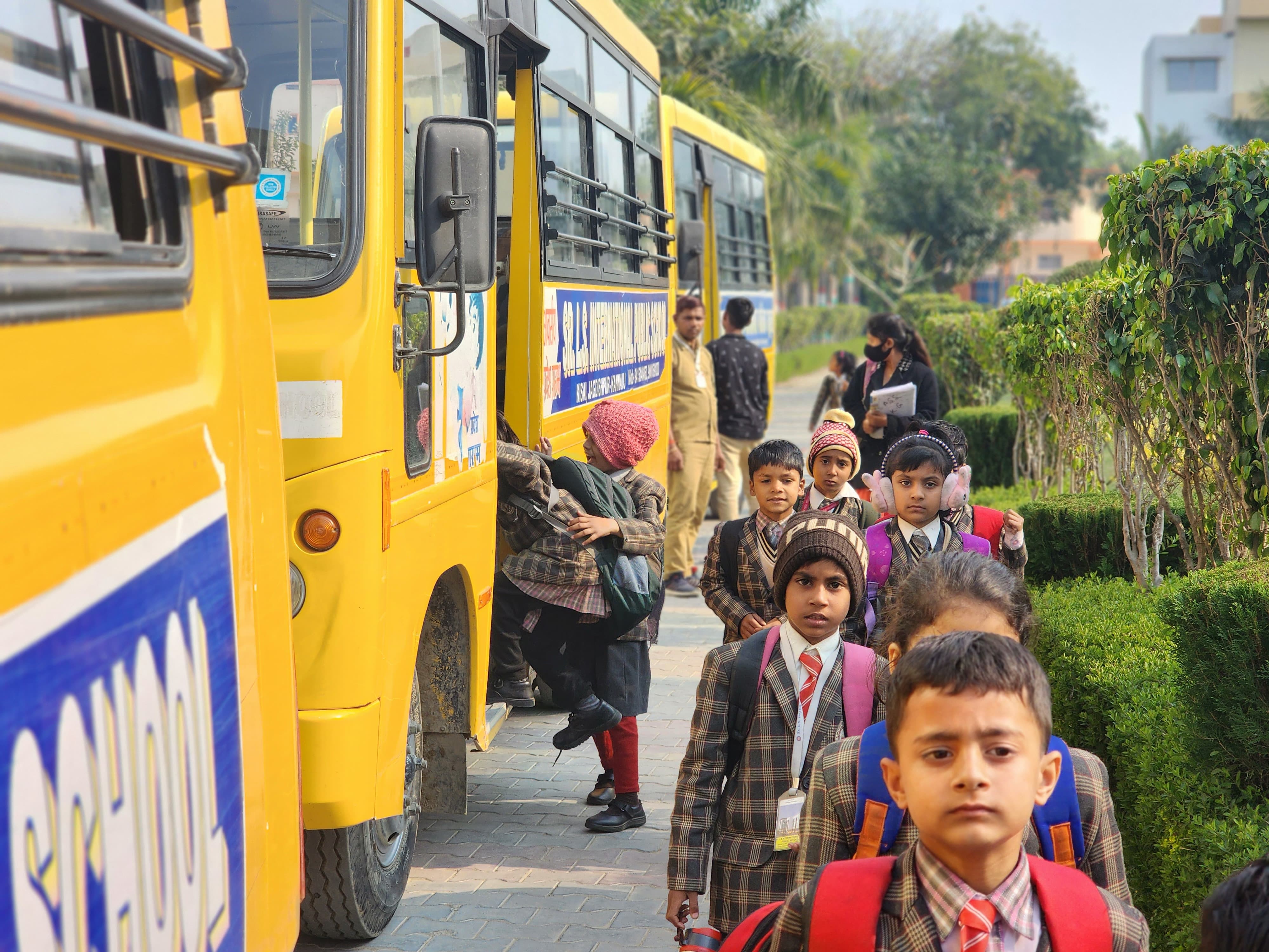 School bus on campus